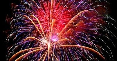 Fireworks over Chicago skyline