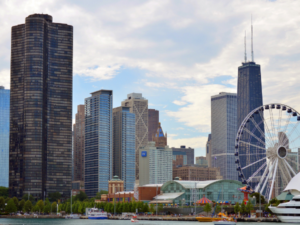Navy Pier and Chicago Skyline from Lake Michigan